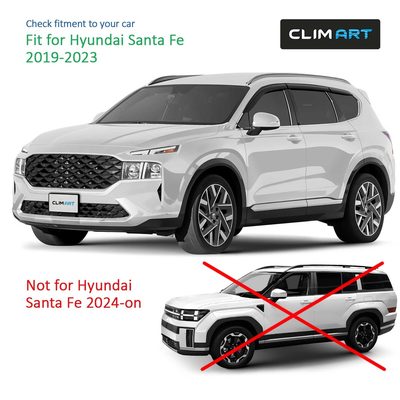 Clim Art Wind Deflectors for Hyundai Santa Fe 2019-2023 Tape-On Dark Smoke 6Pcs