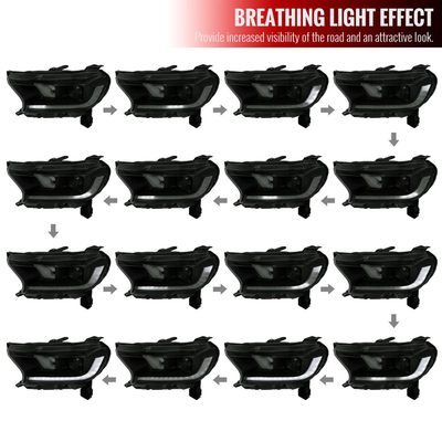 2019-2022 Ford Ranger Sequential LED Bar Projector Headlights Matt Smoke