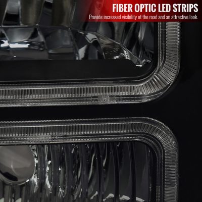 2005-2007 Ford F-250/350/450 SuperDuty Dual LED C-Bar Factory Headlights Black