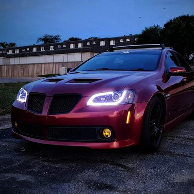 2008-2009 Pontiac G8 LED Bar Projector Headlights Glossy Black/Smoke Lens