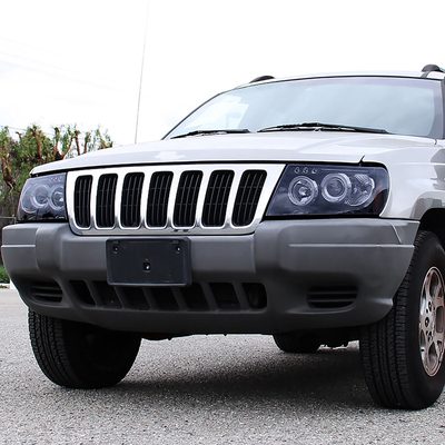 1999-2004 Jeep Grand Cherokee Dual Halo Projector Headlights Black/Smoke