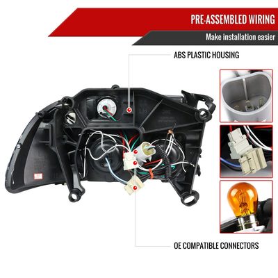 1997-2004 Dodge Dakota/ 1998-2003 Durango Dual Halo Projector Headlights Chrome