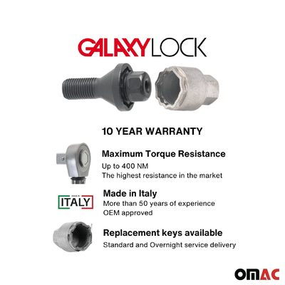 Wheel Lock Kit for Jeep Renegade Fiat 500X 500L M12X1.25 Black 4Locks&1Key