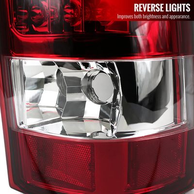 2003-2006 Chevy Silverado LED Tail Lights Chrome Housing/Red Clear Lens