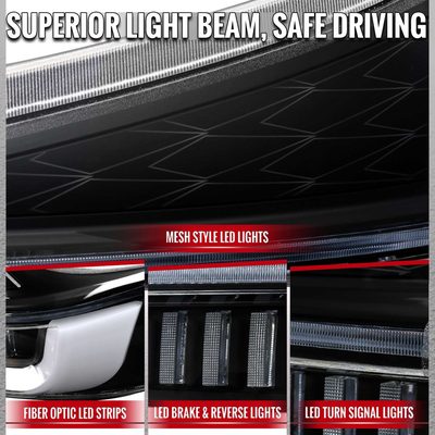 For Toyota Sienna 2011-2014 Full LED Tail Lights Sequential Signal Startup Black Housing Clear Lens