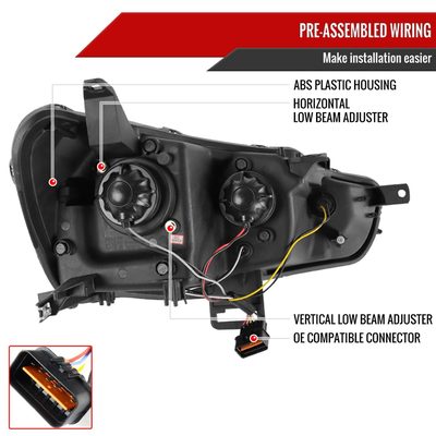 2008-2015 Mitsubishi Lancer EVO Projector Headlights SMD LED Light Chrome