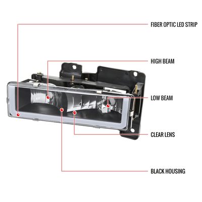 1988-1998 Chevy C/K C10/Tahoe/Sierra/Yukon/Suburban LED Headlights Matte Black