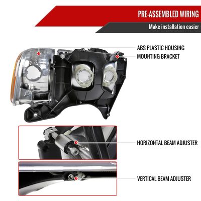 1999-2001 Dodge RAM 1500 Sport Factory Headlights and Corner Lights Chrome