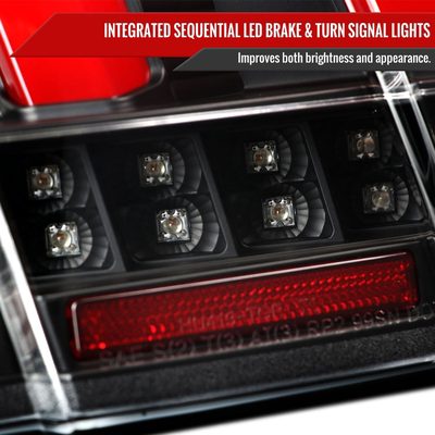 1999-2004 Ford Mustang Sequential LED Tail Lights Black Housing/Clear Lens