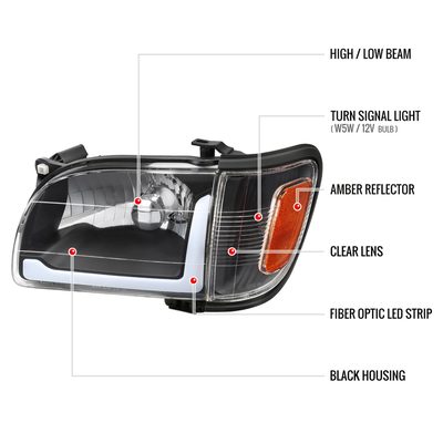 2001-2004 Toyota Tacoma LED Factory Headlights Corner Lamps&Amber Reflector