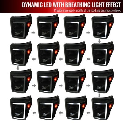 2011-2016 Ford F-250/350/450/550 Super Duty LED C-Bar Factory Headlights Black