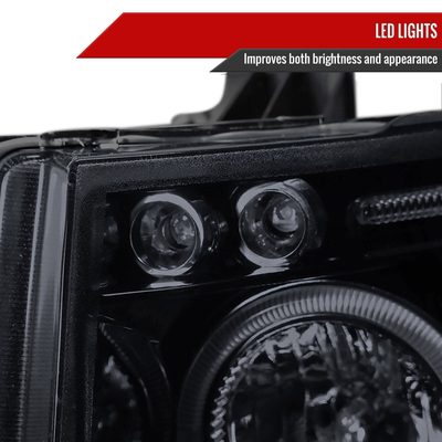 2007-2013 Chevy Silverado 1500 2500HD 3500HD Dual Halo Headlights Black