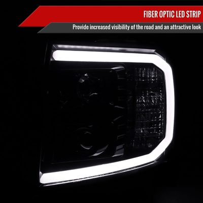 2007-2013 Chevy Silverado 1500/2500HD 3500HD LED C-Bar Headlights Glossy Black