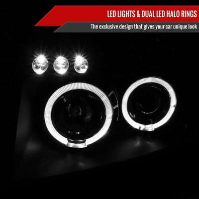 2004-2015 Nissan Titan/ 04-2007 Armada Dual Halo Projector Headlights Matt Black