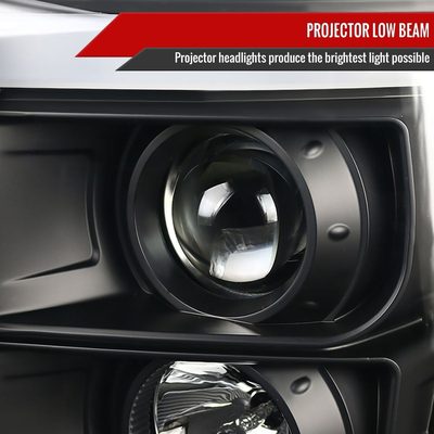 2011-2016 F-250/350/450/550 Super Duty LED CBar Projector Headlights Black