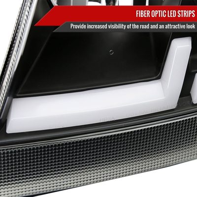 1999-2004 Jeep Grand Cherokee Factory Dual LED Bar Headlights Matt Black/Clear