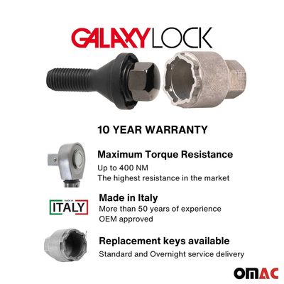 Wheel Lock Kit for LEXUS IS F IS Series NX300 M14 X 1.25 Black 4Locks&1Key