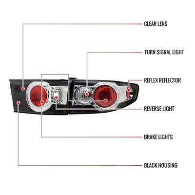 2003-2005 Honda Accord Sedan Tail Lights Matte Black Housing/Clear Lens