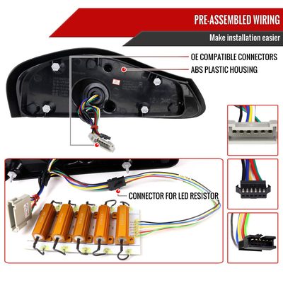 1997-2004 Porche Boxster 986 LED Sequential Tail Lights Matte Black/Clear Lens