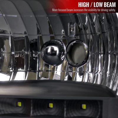 1999-2004 Ford F-250/350/450/550/Excursion Factory Headlights LED Light Black