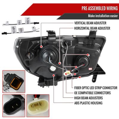 2007-2013 Toyota Tundra/ 08-2017 Sequoia LED CBar Projector Headlights Jet Black