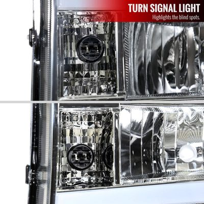 2007-2013 GMC Sierra 1500/ 1500HD 2500HD 3500HD LED Factory Headlights Chrome