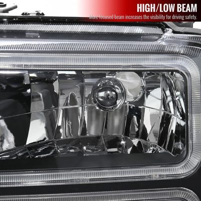 2005-2007 Ford F-250/350/450/550 Super Duty Dual LED Factory Headlights Black