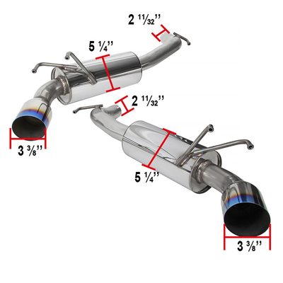 2010-2015 Chevy Camaro 3.6L V6 S.Steel Dual Catback Exhaust System Burnt Tip
