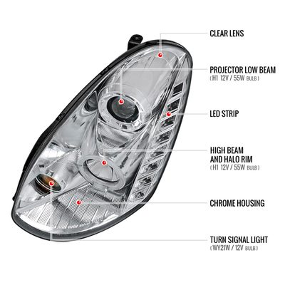 2005-2006 Infiniti G35 Sedan Halo Projector Headlights Chrome/Clear Lens