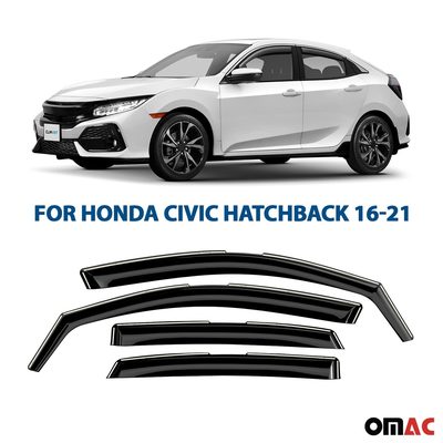 Clim Art Wind Deflectors for Honda Civic 2016-2021 Hatchback Shatterproof 4 Pcs