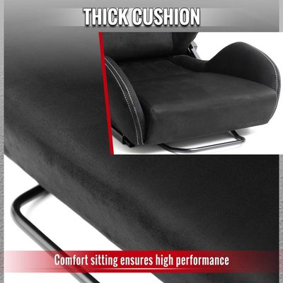 Universal Racing Seat Black Suede With Double Silver Stitch