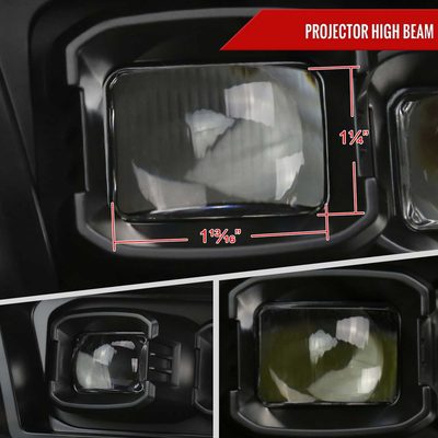 For Dodge RAM 1500 2009-18 / RAM Classic 2019 / 2500 3500 2010-18 Switchback Full Amber LED Projector Headlights Matte Black Housing Clear Lens