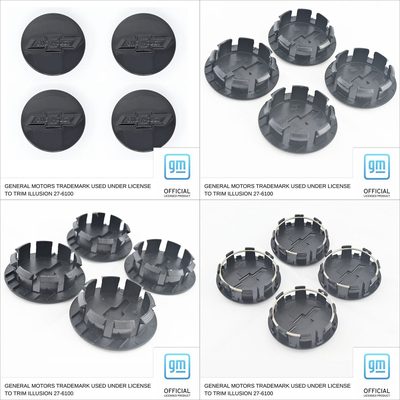 2013-2023 Chevrolet Traverse Licensed Wheel Cap Emblem Set Gloss Black 4Pcs ABS Plastic