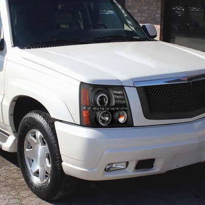 2002-2006 Cadillac Escalade Dual Halo Projector Headlights SMD LED Light Black