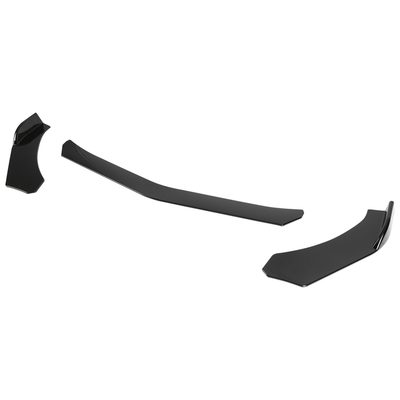 Universal Glossy Black Polypropylene 3Pcs Bumper Lip Spoiler Splitter