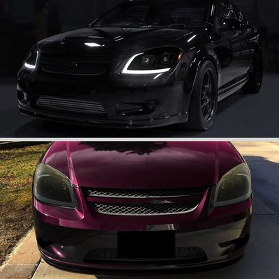For Chevrolet Cobalt / Pontiac G5 2005-2010 Headlights Switchback LED Turn Signal DRL Light Strip Black Housing Smoked Lens
