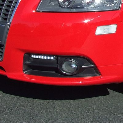 Universal 4W 8 LED 6000K Daytime Running Lights Matte Black Housing/Clear Lens