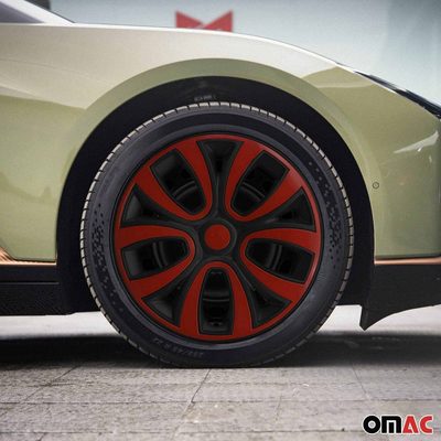 ColorFlex Hub Caps Wheel Cover 14" Black & Red Full Set 4 pcs.