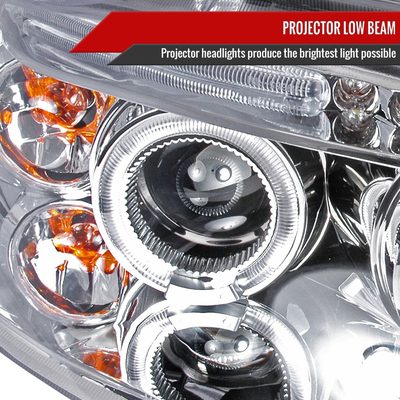2004-2008 Chevy Aveo Dual Halo Projector Headlights Chrome/Clear Lens