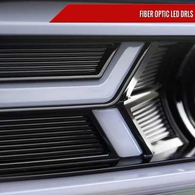For Chevrolet Camaro 2016-2018 LED Strip Projector Headlights Turn Signal Light Glossy Black Housing Clear Lens