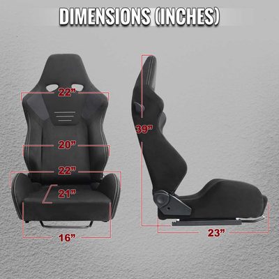 Universal Racing Seat Black Suede With Double Silver Stitch