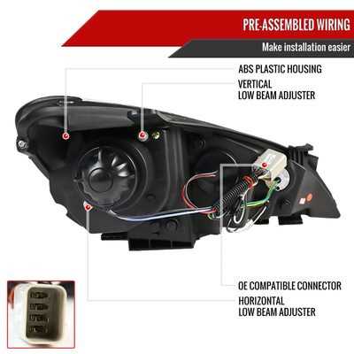 2010-2012 Hyundai Genesis Coupe Projector Headlights SMD LED Light Chrome