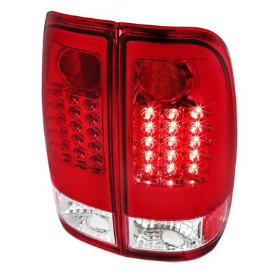 1997-2007 Ford F-150/F-250/350/450/550 Styleside LED Tail Lights Chrome/Red