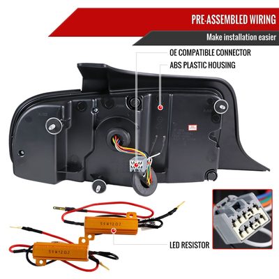 2010-2012 Ford Mustang Sequential LED Tail Lights Satin Black