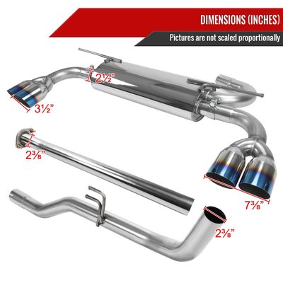 2009-2014 Hyundai Genesis Coupe 2.0T T-304 Steel Catback Exhaust Burnt Tip