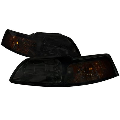 1999-2004 Ford Mustang Factory Headlights w/Amber Reflectors Chrome/Smoke