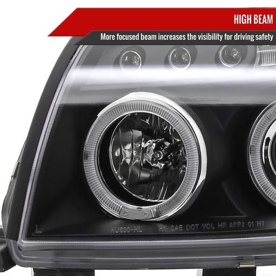 2003-2005 Toyota 4Runner Dual Halo Projector Headlights Matte Black/Clear Lens