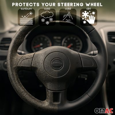 14.5-15.5’’ Steering Wheel Cover Blue Stitch Leather Anti-slip Breathable