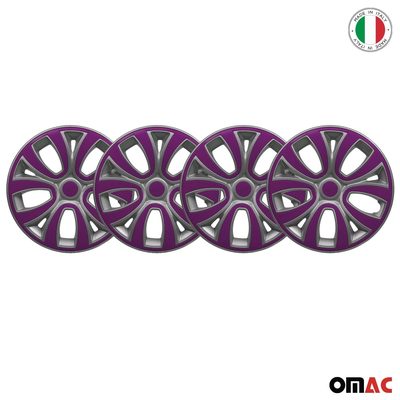 ColorFlex Hub Caps Wheel Cover 14" Gray & Violet Full Set 4 pcs.