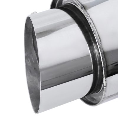 Universal 2.5" Inlet/4" Outlet S.Steel Spiral Flow Exhaust Muffler w/Slanted Tip